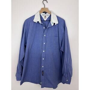 Tommy Hilfiger Blue White Collar Men’s Dress Shirt 17-35